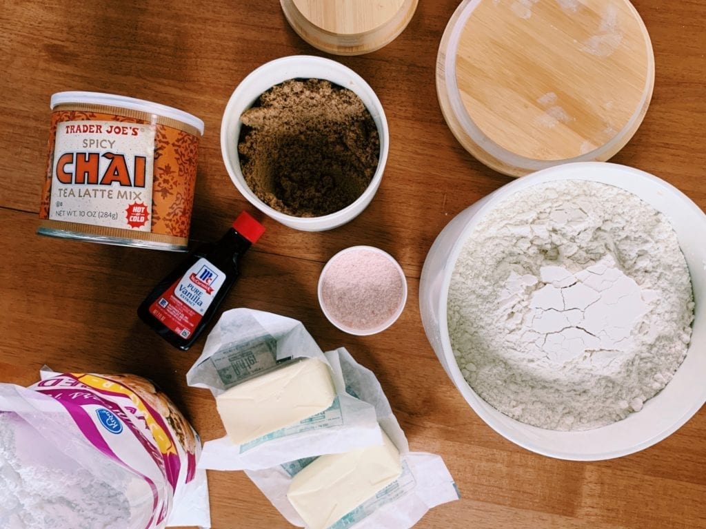 ingredients for chai snowball cookies