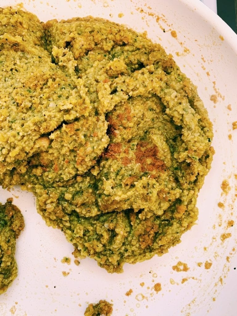 Lazy falafel that is almost cooked in a non stick skillet