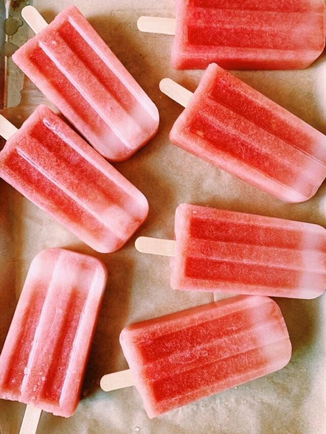 Watermelon Popsicles on a tray