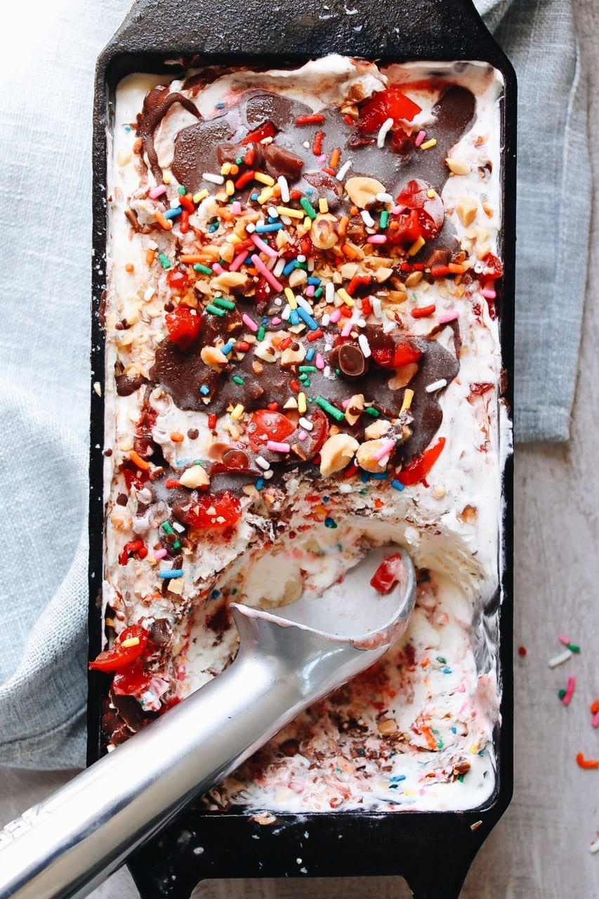 No-churn ice cream in a loaf pan