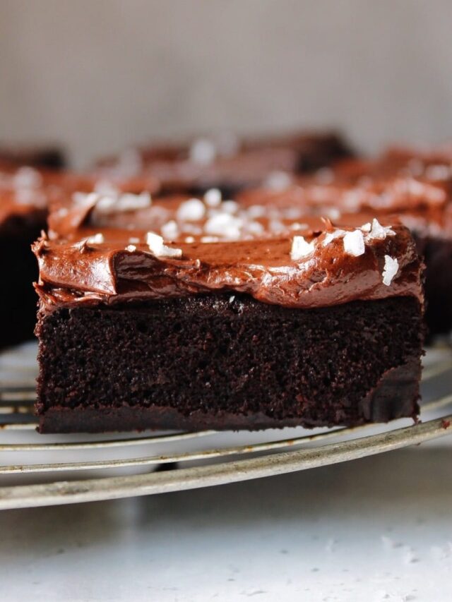 close up sideview of espresso brownie