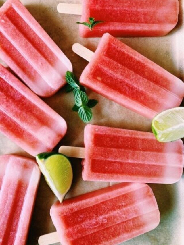 watermelon popsicles with mint and lime