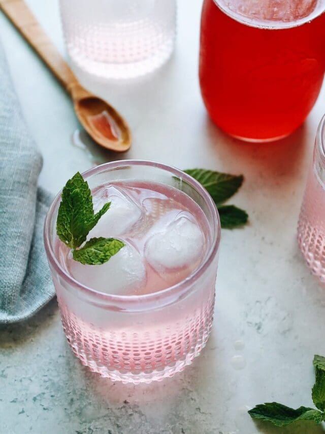 rhubarb soda made with rhubarb simple syrup