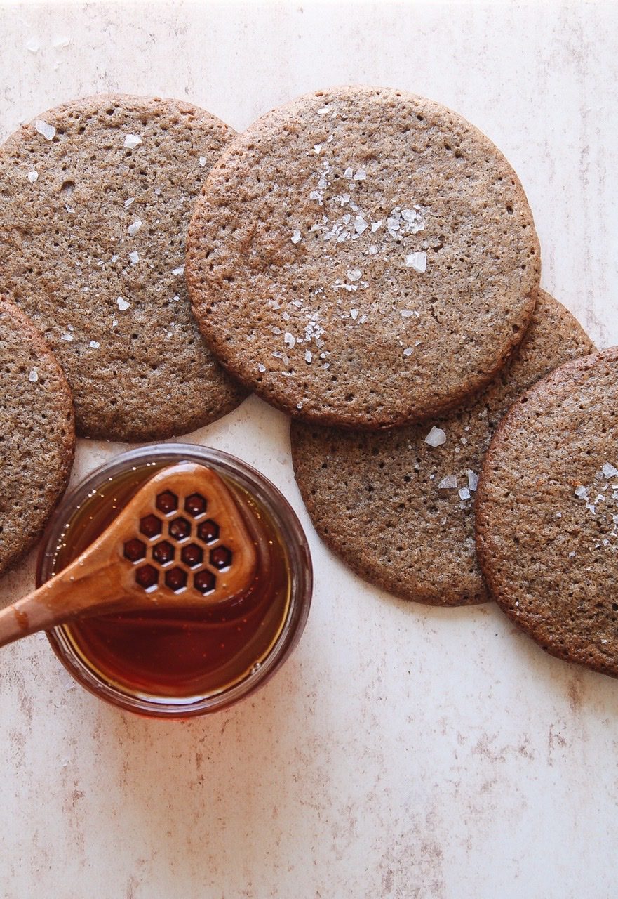 buckwheat and honey cookies with sea salt