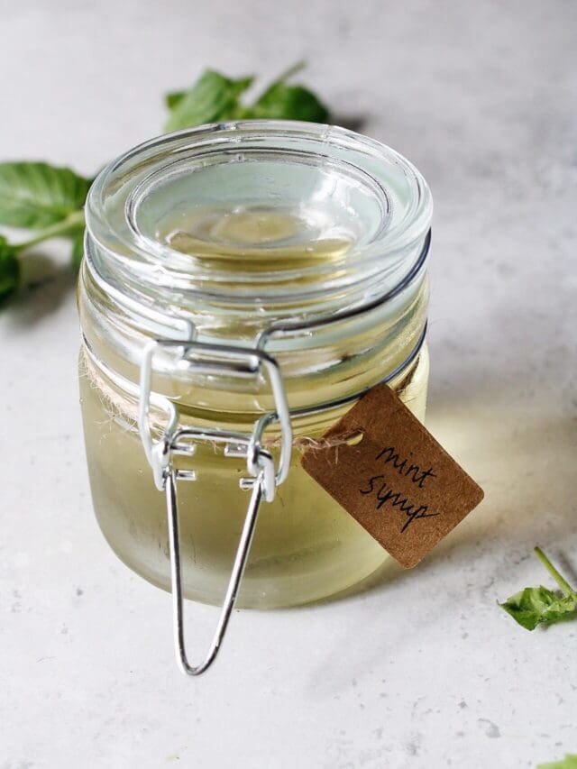 peppermint syrup in a glass jar