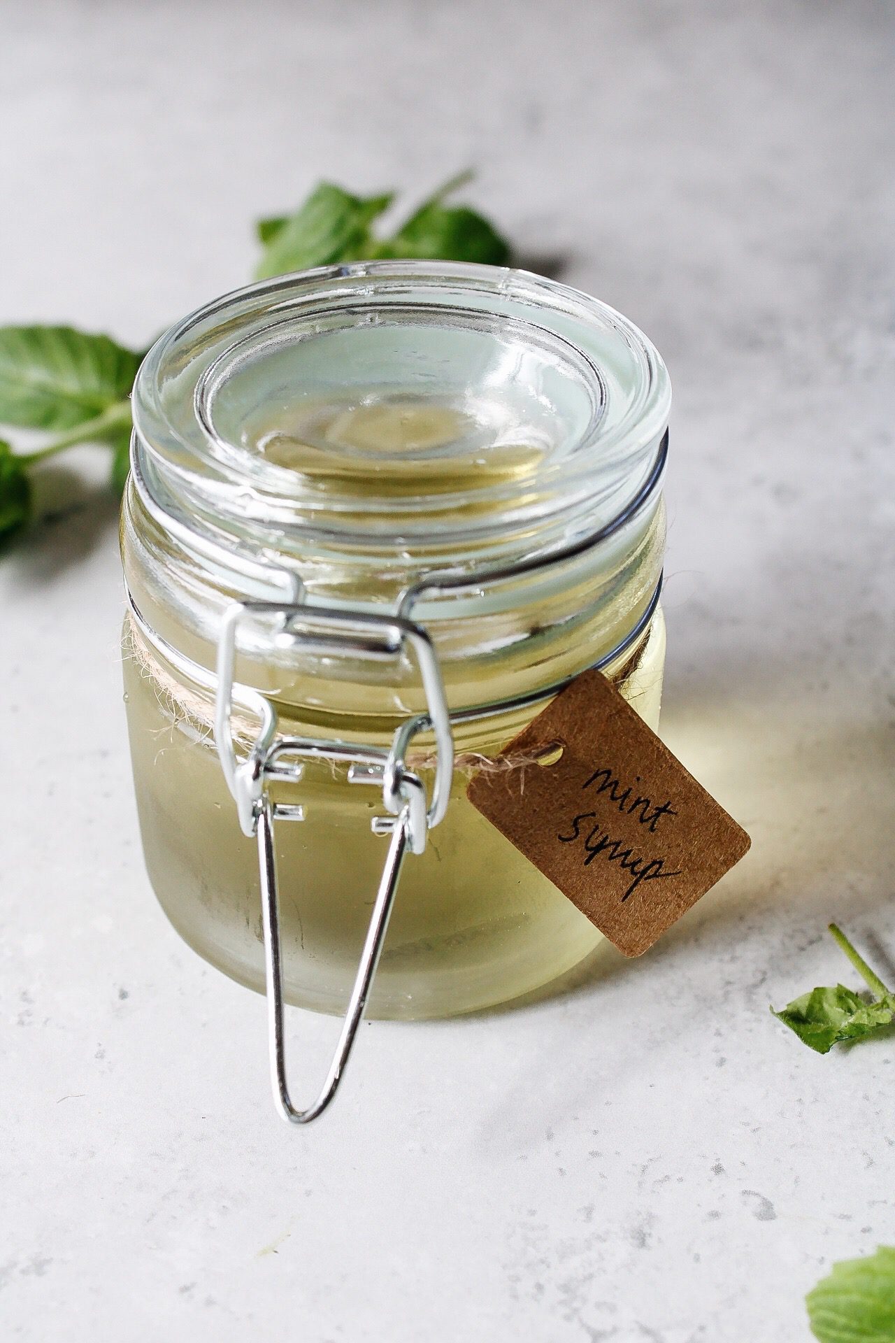 peppermint syrup in a glass jar