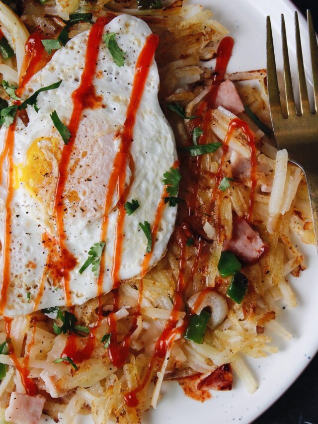 easy ham and pepper breakfast hash