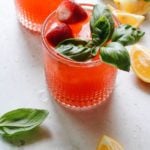 two glasses of strawberry basil lemonade