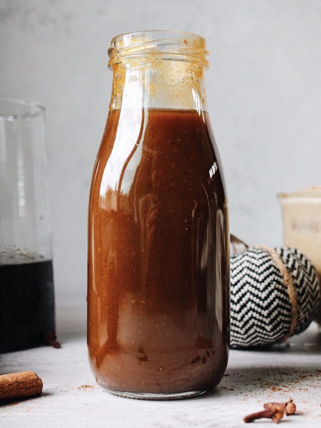 pumpkin spice simple syrup in a glass jar