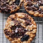 cherry chip cookies on a cooling rack