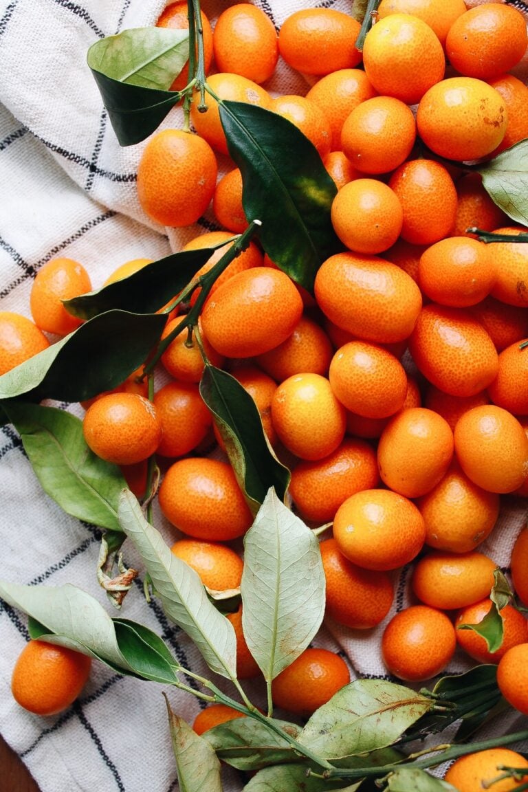 kumquats on a cloth napkin