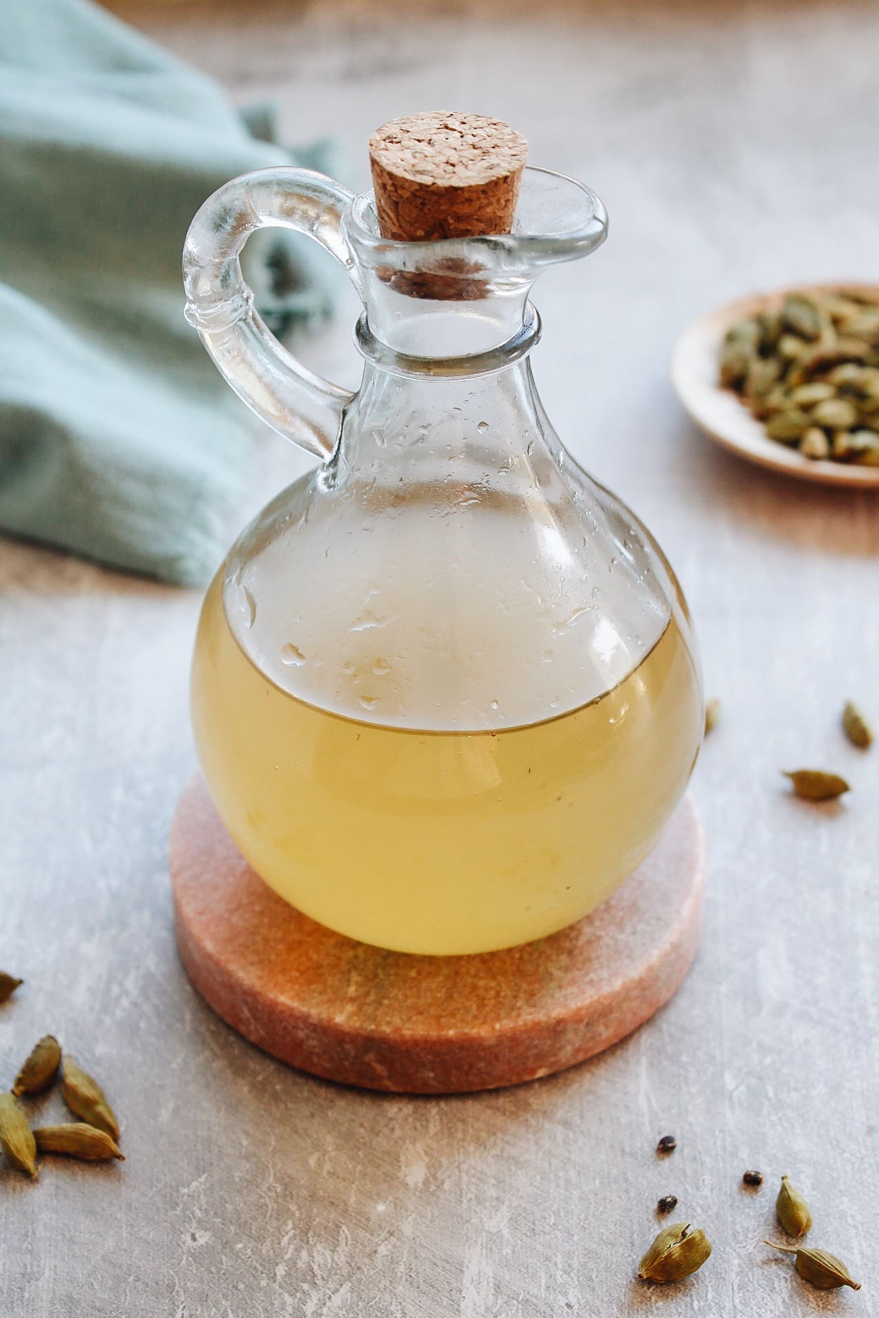 cardamom syrup in a glass jar