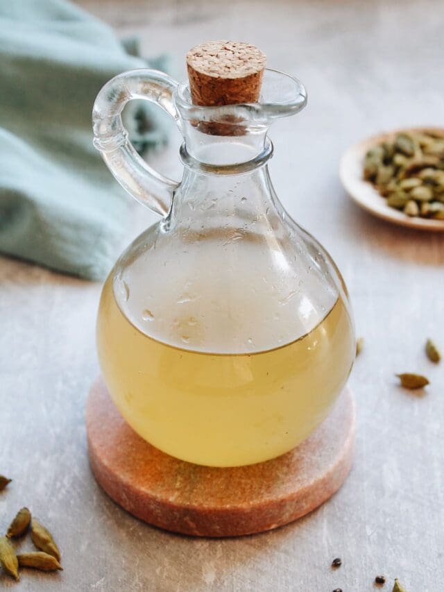 cardamom syrup in a glass jar