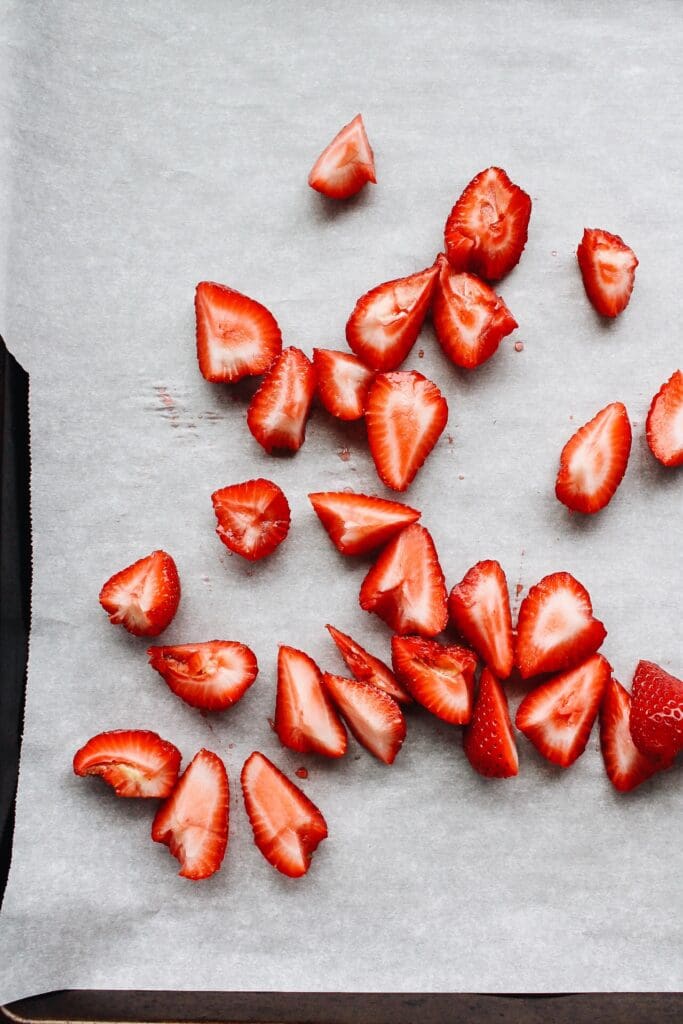 hulled and halved fresh strawberries