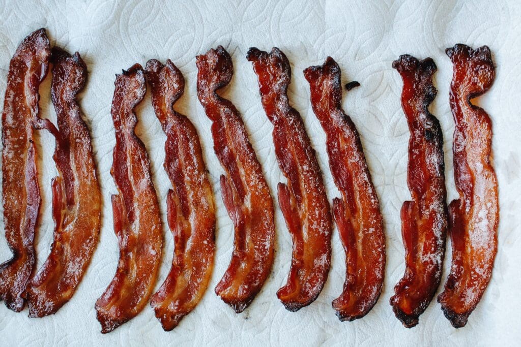 maple bacon on a paper towel lined baking sheet