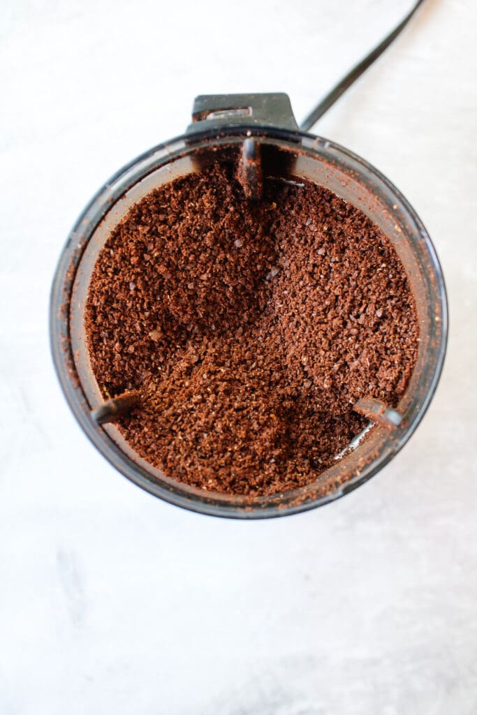 coarse ground coffee in coffee grinder