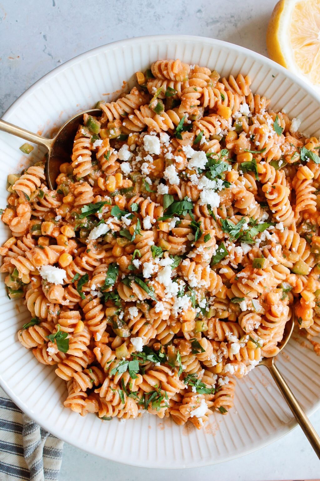 Spicy Pasta Salad With Cotija, Corn And Cilantro - The Fig Jar