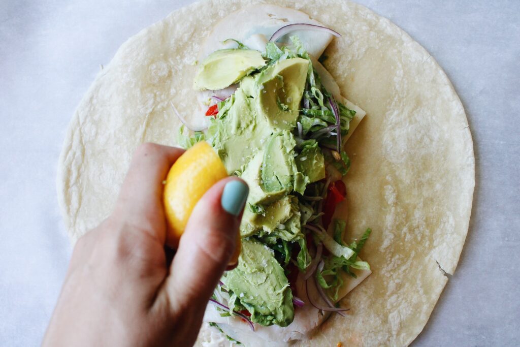 turkey pesto wrap assembly