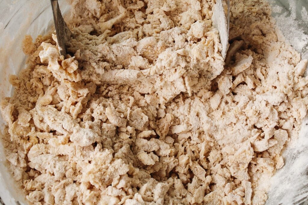 Chai shortbread dough being mixed