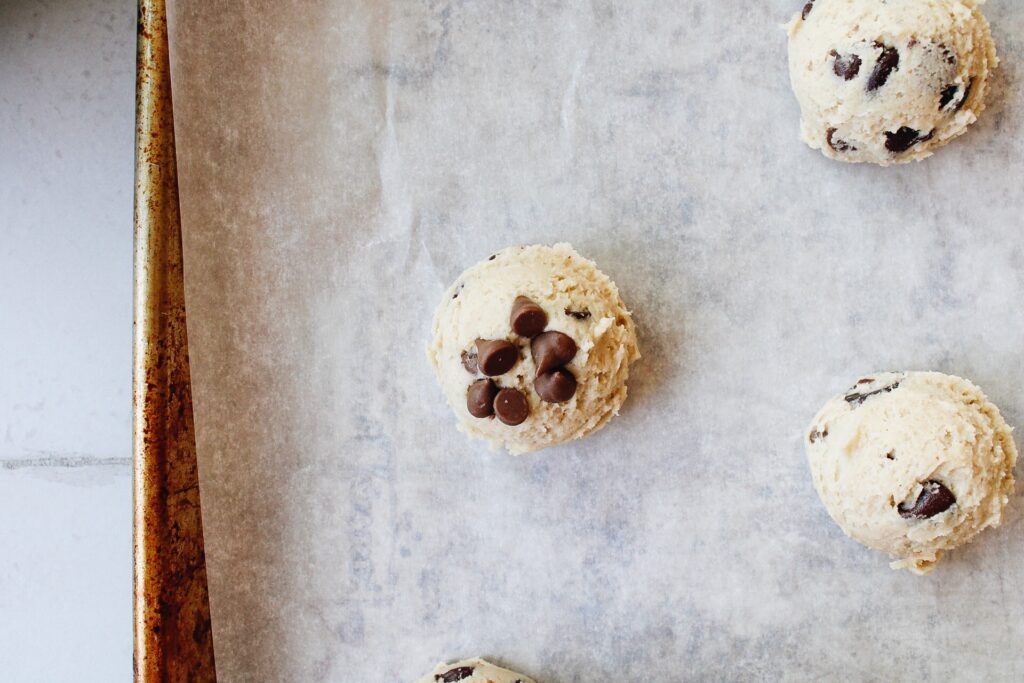 Cookie dough ball with extra carob chips on top