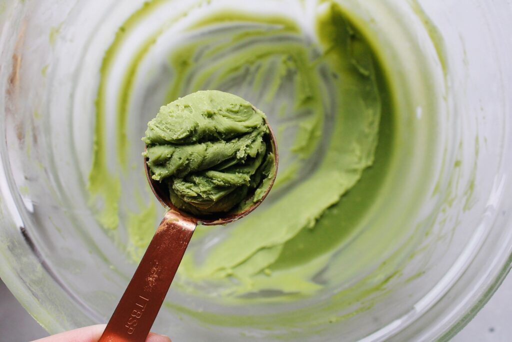 matcha truffle filling in a 1 tbsp scoop