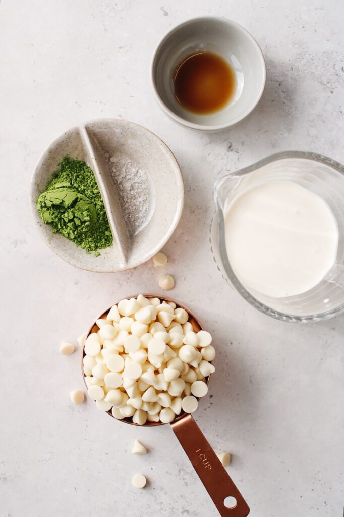 ingredients for matcha white chocolate truffles