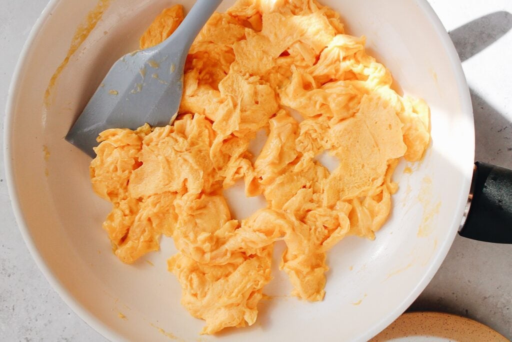 soft scrambled eggs in a non stick pan