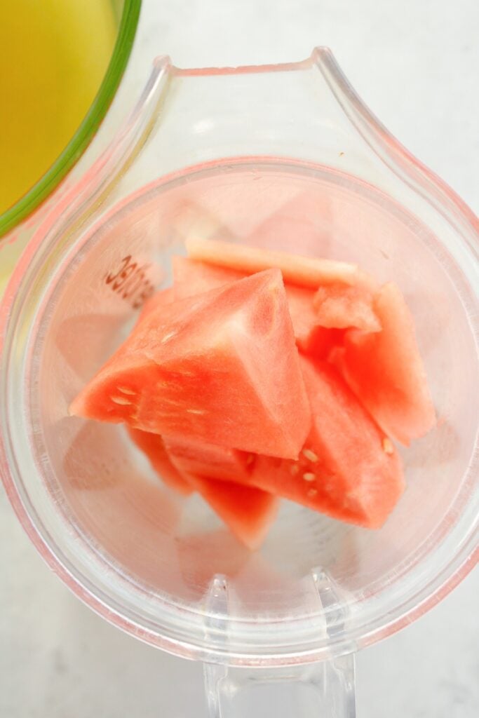 watermelon chunks in a blender