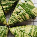 matcha scones on a cooling rack